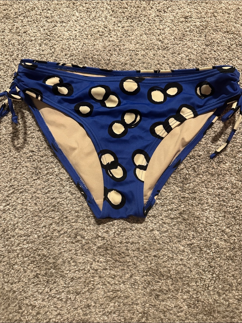 Blue Polka Dot Tie-Side Bikini Bottom